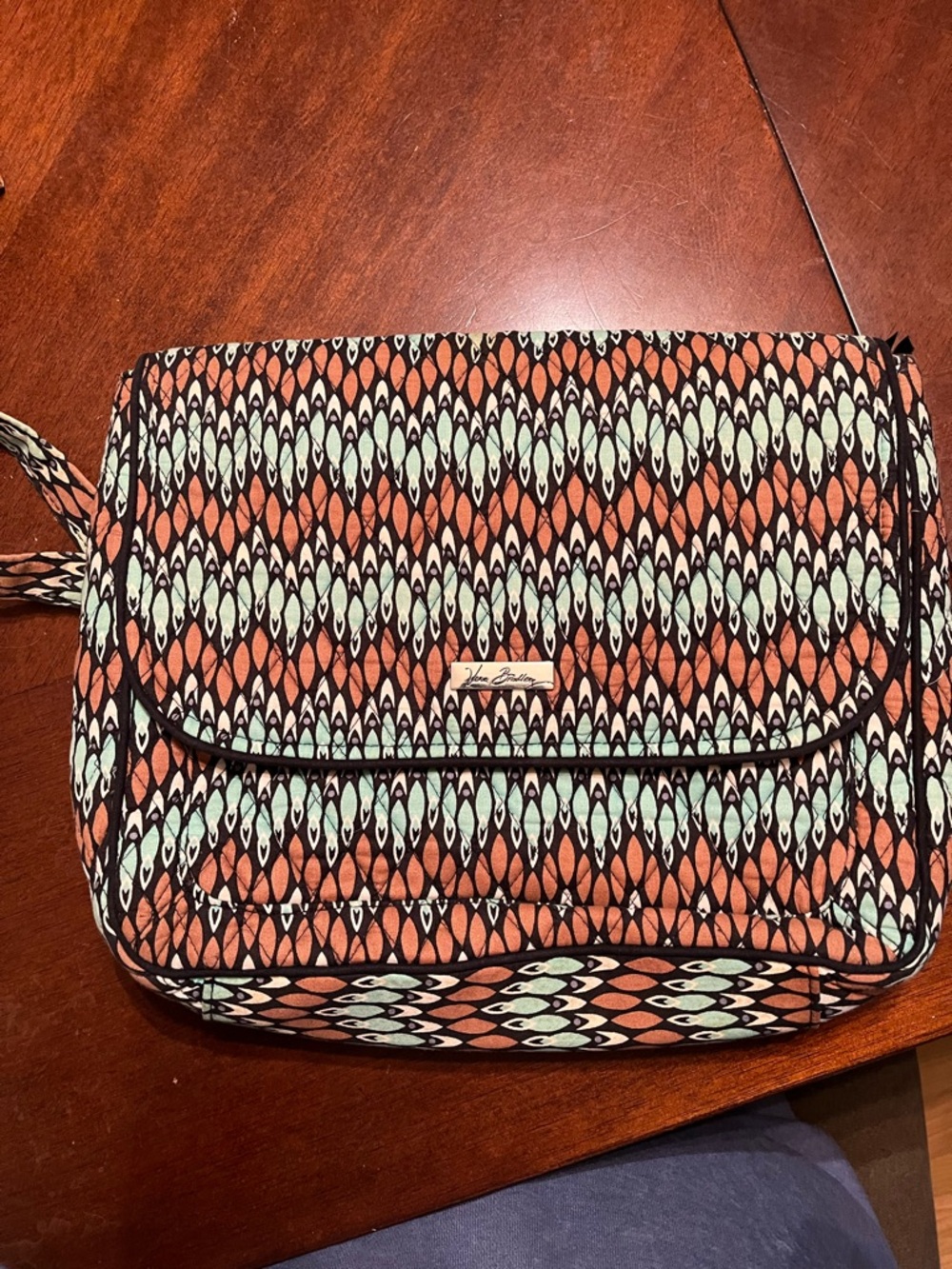 Vera Bradley Light Brown and Mint Quilted Shoulder Bag